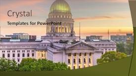  Presentation with usa - Beautiful slide deck featuring madison wisconsin usa cityscape over the state capitol building at twilight backdrop and a coral colored foreground