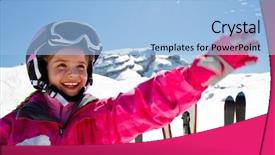  Presentation with snow blizzard in winter - Audience pleasing presentation theme consisting of madonna - ski skiing winter snow backdrop and a light blue colored foreground