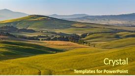  Presentation with tuscany - Amazing PPT theme having madonna - tuscany landscape panorama at sunrise backdrop and a tawny brown colored foreground