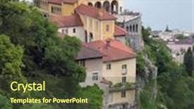  Presentation with overlook - PPT theme with madonna del sasso medieval monastery background and a tawny brown colored foreground