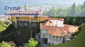  Presentation with overlook - Slide set consisting of madonna del sasso medieval monastery on the rock overlook lake maggiore switzerland background and a light blue colored foreground
