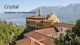  Presentation with overlook - Cool new PPT theme with madonna del sasso medieval monastery on the rock overlook lake maggiore switzerland backdrop and a light blue colored foreground