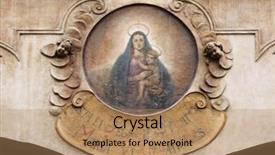  Presentation with czech republic - Slides with madonna with child house sign background and a coral colored foreground