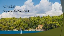  Presentation with island - Theme consisting of madouri-island-in-nidri-lefkada background and a light blue colored foreground