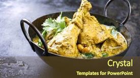  Presentation with chicken curry - PPT theme with madras - traditional indian curry chicken background and a tawny brown colored foreground