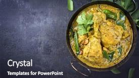  Presentation with chicken curry - Slides consisting of madras - traditional indian curry chicken background and a dark gray colored foreground