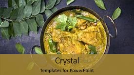  Presentation with chicken curry - Slide deck featuring madras - traditional indian curry chicken background and a gold colored foreground