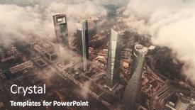  Presentation with financial - Amazing presentation having madrid-financial-business-district-aerial backdrop and a tawny brown colored foreground