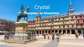  Presentation with tourists - Slide deck having madrid-june-18-tourists-visit background and a teal colored foreground