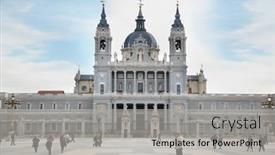  Presentation with resorts - Audience pleasing PPT theme consisting of madrid-march-10-people-walk backdrop and a light gray colored foreground