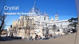  Presentation with resorts - Amazing slide set having madrid-march-11-cathedral backdrop and a teal colored foreground