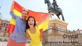  Presentation with flag - Slides consisting of madrid people showing spain flag background and a coral colored foreground