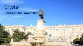  Presentation with royal - Slides enhanced with madrid plaza de oriente statue background and a light blue colored foreground
