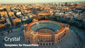  Presentation with historical buildings - Amazing slide deck having madrid-plaza-de-toros-de backdrop and a ocean colored foreground