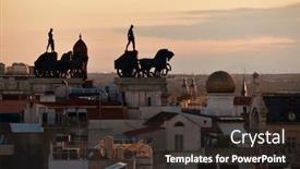  Presentation with warrior - Beautiful presentation design featuring madrid-rooftop-view backdrop and a tawny brown colored foreground