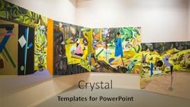  Presentation with contemporary art - Colorful theme enhanced with madrid-spain-25-february-2015 backdrop and a coral colored foreground