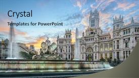  Presentation with communication - Cool new presentation theme with madrid spain at communication palace backdrop and a light blue colored foreground