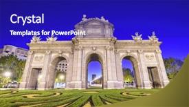  Presentation with travel madrid - Cool new presentation theme with madrid spain at puerta de backdrop and a royal blue colored foreground
