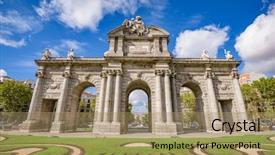  Presentation with madrid map - Audience pleasing presentation design consisting of madrid spain at puerta de backdrop and a coral colored foreground