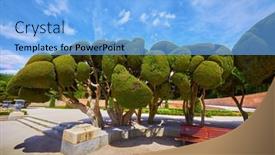  Presentation with green botanical - Slide set consisting of madrid-spain-buen-retiro-park background and a light blue colored foreground