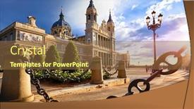  Presentation with street lamps - Amazing slide deck having madrid-spain-cathedral-santa-maria backdrop and a tawny brown colored foreground