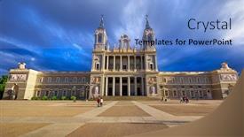  Presentation with street lamps - Audience pleasing slide set consisting of madrid-spain-cathedral-santa-maria backdrop and a light blue colored foreground