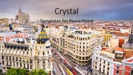  Presentation with spain - Presentation theme consisting of madrid spain cityscape above gran background and a coral colored foreground