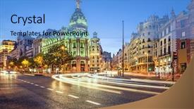  Presentation with via crucis católica - Beautiful PPT theme featuring madrid spain cityscape on gran backdrop and a light blue colored foreground