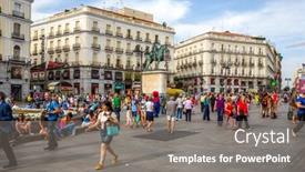  Presentation with sol - Slide deck having madrid-spain-jun-6-puerta background and a gray colored foreground
