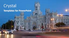  Presentation with postal service - Presentation theme with madrid-spain-october-10-2014 background and a teal colored foreground