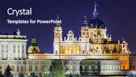  Presentation with santa - Audience pleasing slides consisting of madrid spain skyline at santa backdrop and a navy blue colored foreground