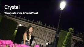  Presentation with tourist - Colorful PPT theme enhanced with madrid woman tourist at night backdrop and a black colored foreground