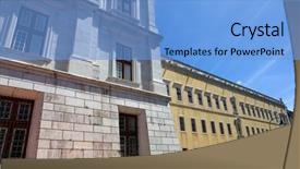  Presentation with national - Slide deck with mafra national palace cathedral and convent in portugal background and a light blue colored foreground