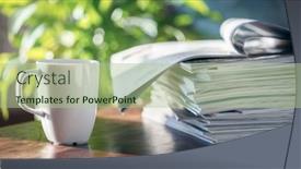  Presentation with coffee cup diary - Slide set enhanced with magazine-pile-and-coffee-cup background and a mint green colored foreground