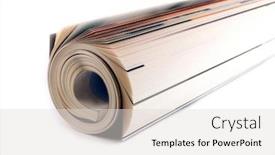  Presentation with roll - Cool new slide set with magazine-roll-isolated-on-white backdrop and a light gray colored foreground