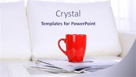 Presentation with magazines - Presentation theme having magazines and cup on coffee table in room background and a sky blue colored foreground