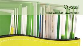  Presentation with magazines - Colorful PPT layouts enhanced with magazines and folders in green box isolated on white backdrop and a mint green colored foreground