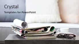  Presentation with living room - Slide set with magazines on table in living background and a lemonade colored foreground