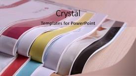  Presentation with magazines - Audience pleasing PPT theme consisting of magazines on wooden table close up backdrop and a coral colored foreground