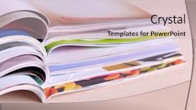  Presentation with magazines - Amazing PPT layouts having magazines on wooden table close up backdrop and a soft green colored foreground