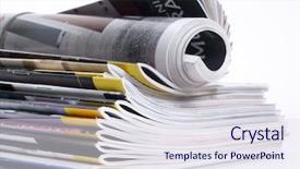  Presentation with magazines - Amazing slides having magazines backdrop and a sky blue colored foreground