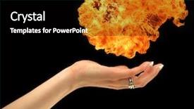  Presentation with magic - Presentation theme enhanced with mage - hand of magic fire background and a black colored foreground