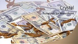  Presentation with economic - Audience pleasing presentation theme consisting of maggots - economic crisis concept with money backdrop and a light blue colored foreground