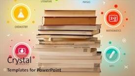  Presentation with books - Slide set featuring magic back - books on top with colorful background and a coral colored foreground