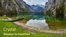  Presentation with boat tourism - Cool new presentation theme with magic-blue-lake-obersee backdrop and a tawny brown colored foreground