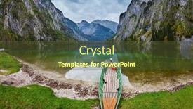  Presentation with boat tourism - Audience pleasing PPT theme consisting of magic-blue-lake-obersee backdrop and a tawny brown colored foreground