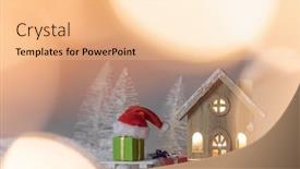  Presentation with house forest - Presentation theme with magic-christmas-card-with-toy background and a lemonade colored foreground