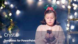  Presentation with candle christmas - Presentation theme consisting of magic-christmas-evening-little-girl background and a ocean colored foreground