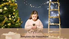  Presentation with candle christmas - Beautiful presentation theme featuring magic-christmas-evening-little-girl backdrop and a coral colored foreground