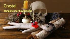  Presentation with doll - Cool new PPT theme with magic composition with skull voodoo backdrop and a tawny brown colored foreground